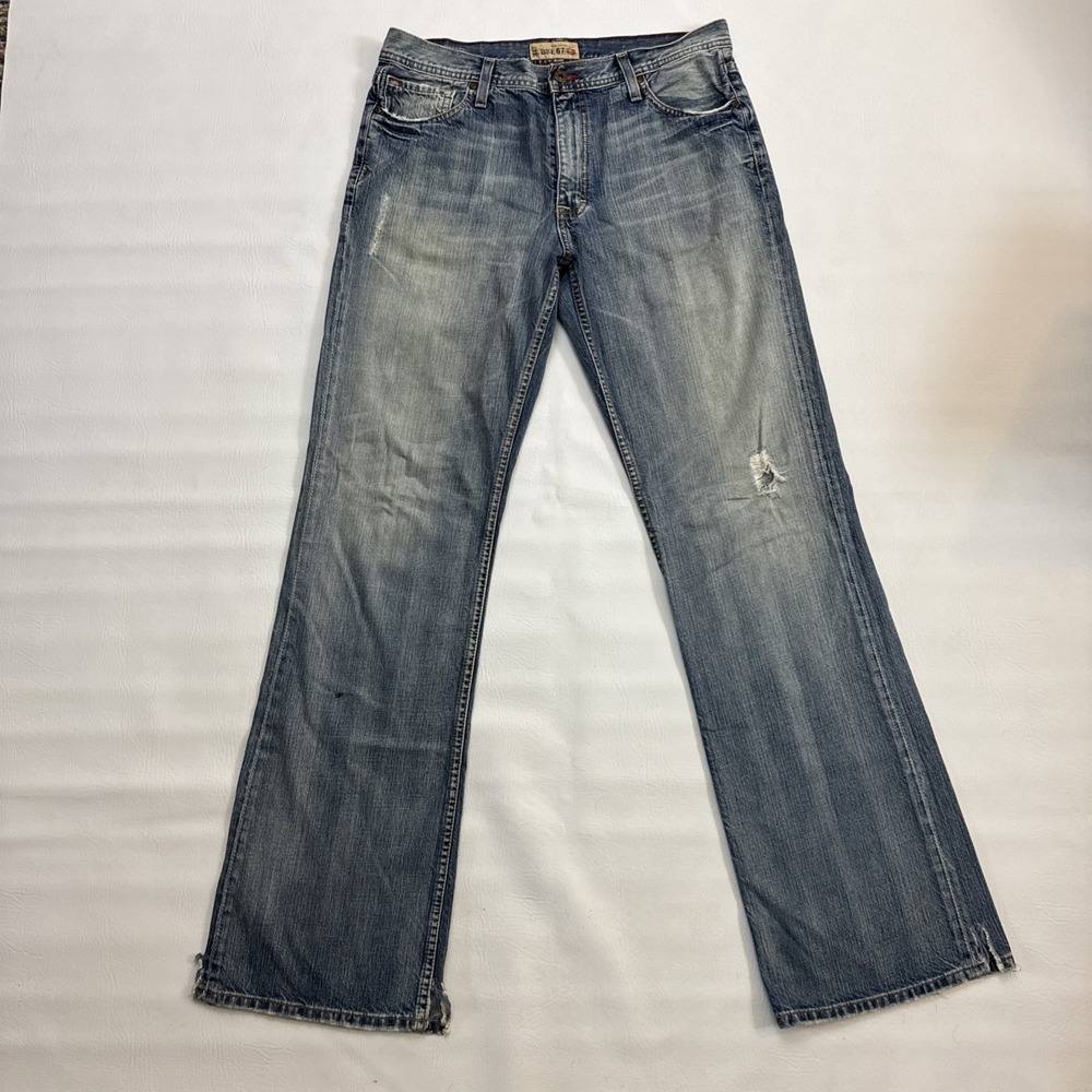 BKE 67 Tyler Thick Stitch Boot Cut Jeans Men's True 34x35 Western Denim Vintage